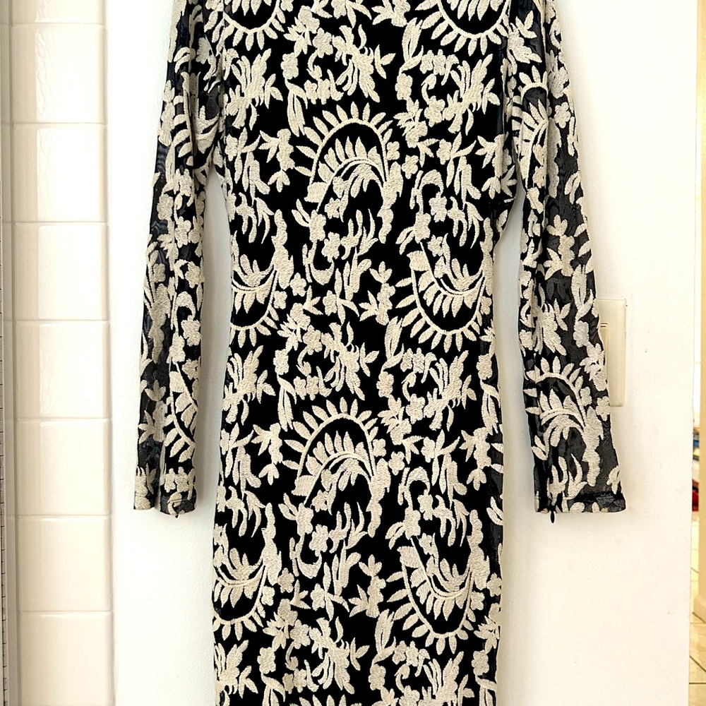 Alice and Olivia Brocade open back dress